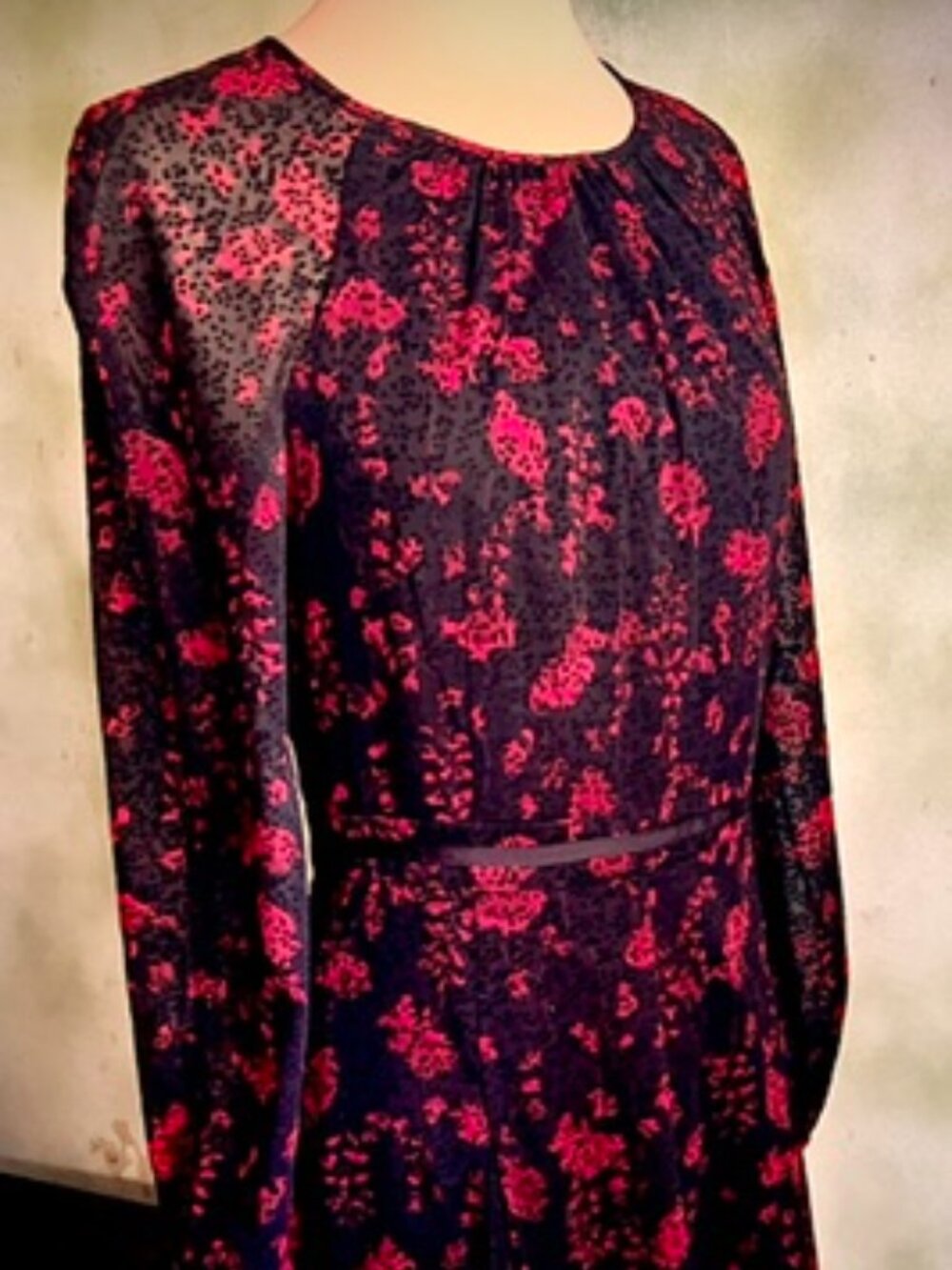 Tommy Hilfiger Size 2 Black Red Burnout Maxi Dress Romantic